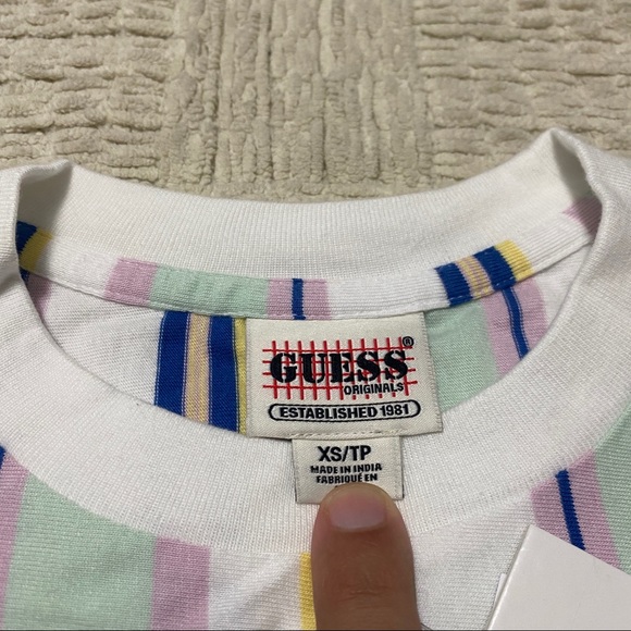 GUESS Originals Pacsun Gibson Stripe T-Shirt Short Sleeve XS,S,M NWT Embroidered - Picture 4 of 11